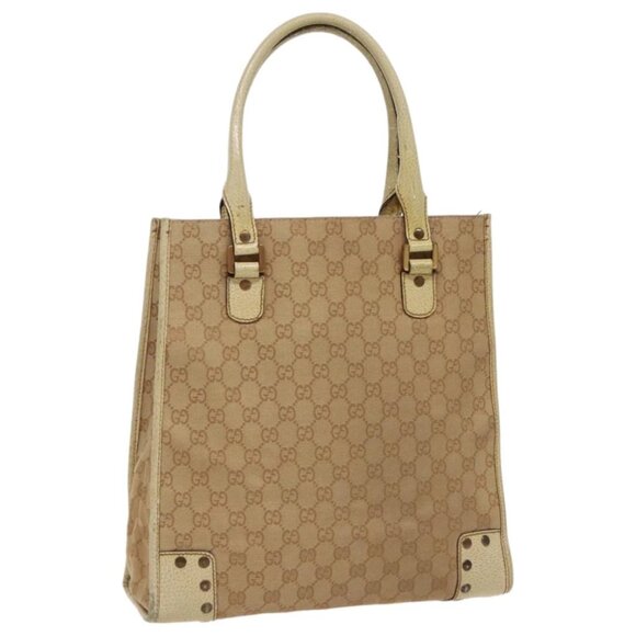 GUCCI GG Canvas Tote Bag Beige Gold - Picture 1 of 14